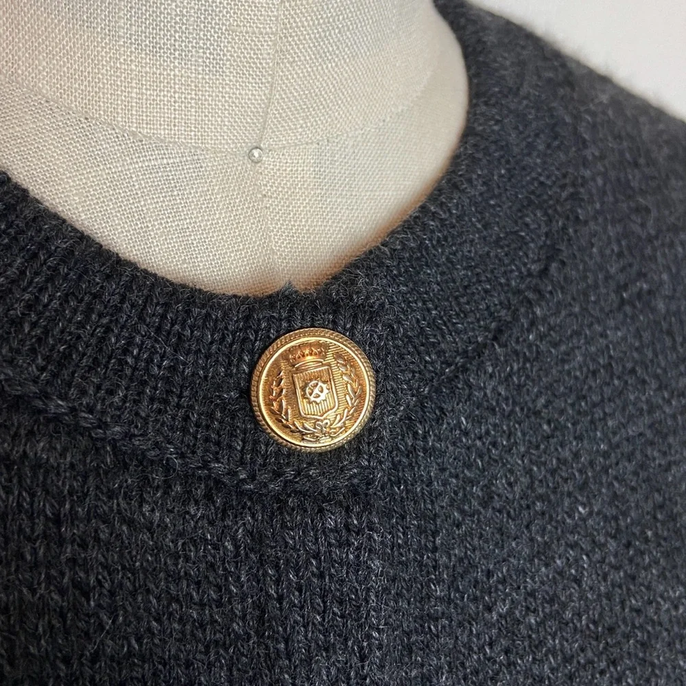 Zara Charcoal Grey Gold Button Cardigan